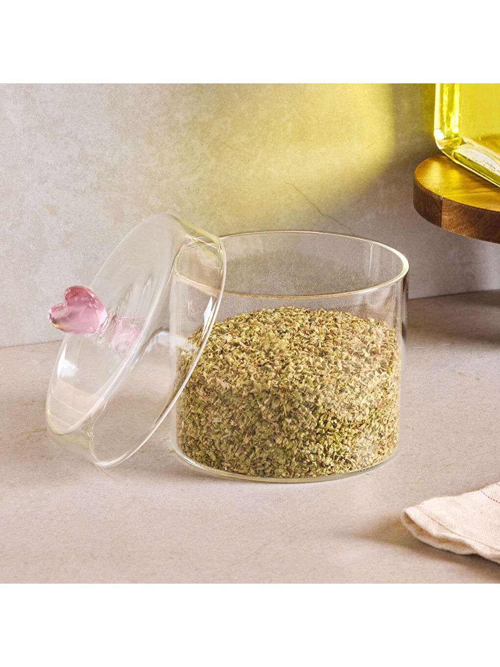 Renksiz Hearts Borosilikat Cam Kavanoz 450 ml 10x8 cm-1