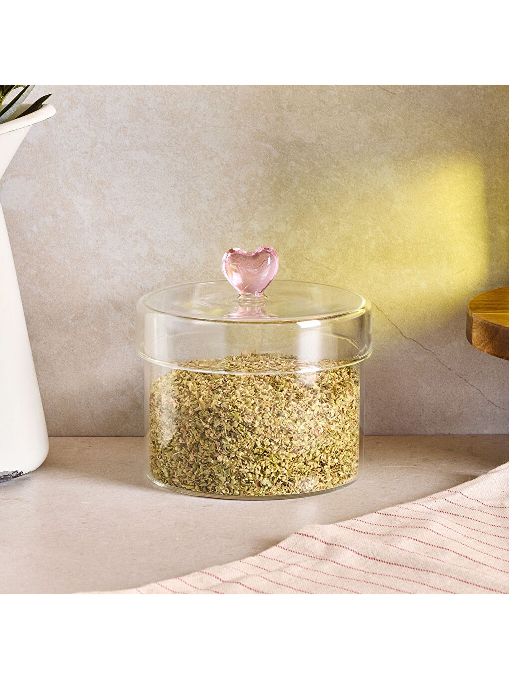 Renksiz Hearts Borosilikat Cam Kavanoz 450 ml 10x8 cm-3