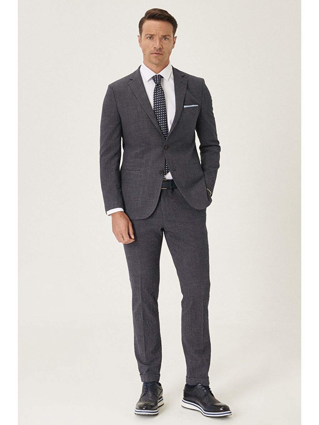 Erkek Antrasit Slim Fit Dar Kesim Su Geçirmez Nano Takım Elbise-4