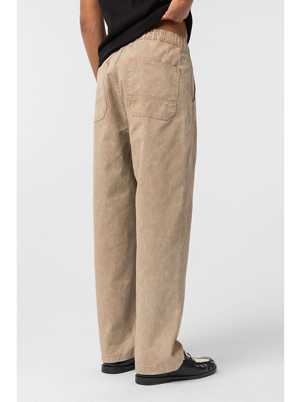 Kahverengi Yıkamalı Baggy Gabardin Erkek Pantolon Taba-4