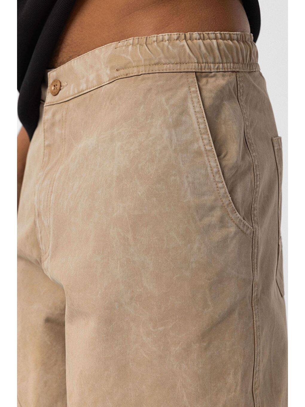 Kahverengi Yıkamalı Baggy Gabardin Erkek Pantolon Taba-5