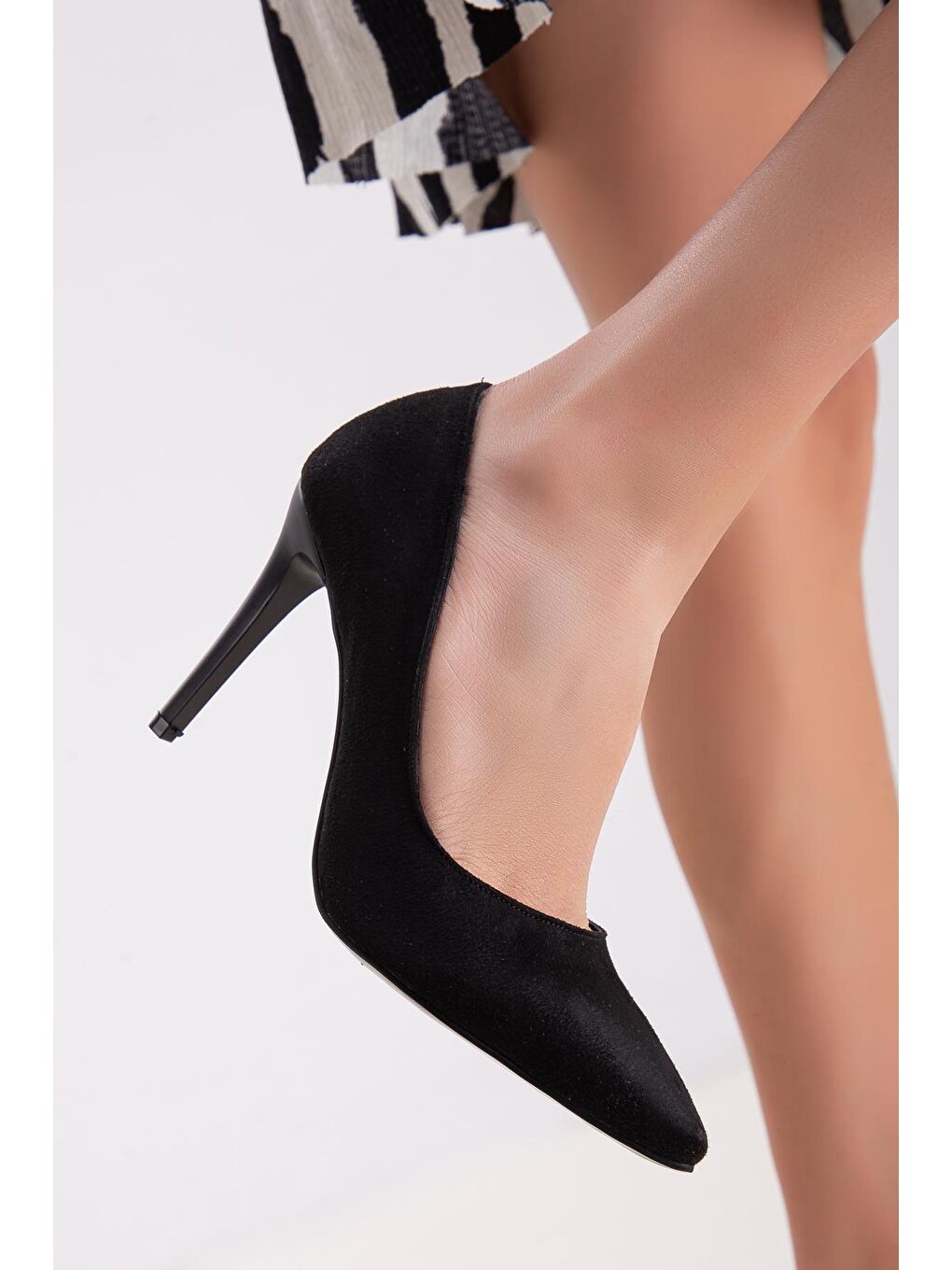 Siyah D063   Kadın İnce Klasik Topuklu Stileto Ayakkabı-3