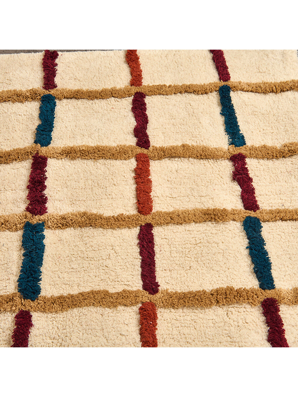 Soft Tufting Plaid Banyo Paspası - Ekru - 60x90 cm-2