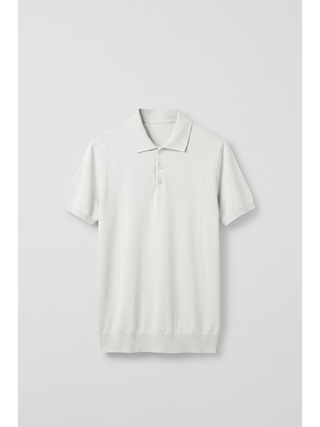 Erkek Relaxed Fit Dökümlü Polo Yaka Triko T-shirt Beyaz