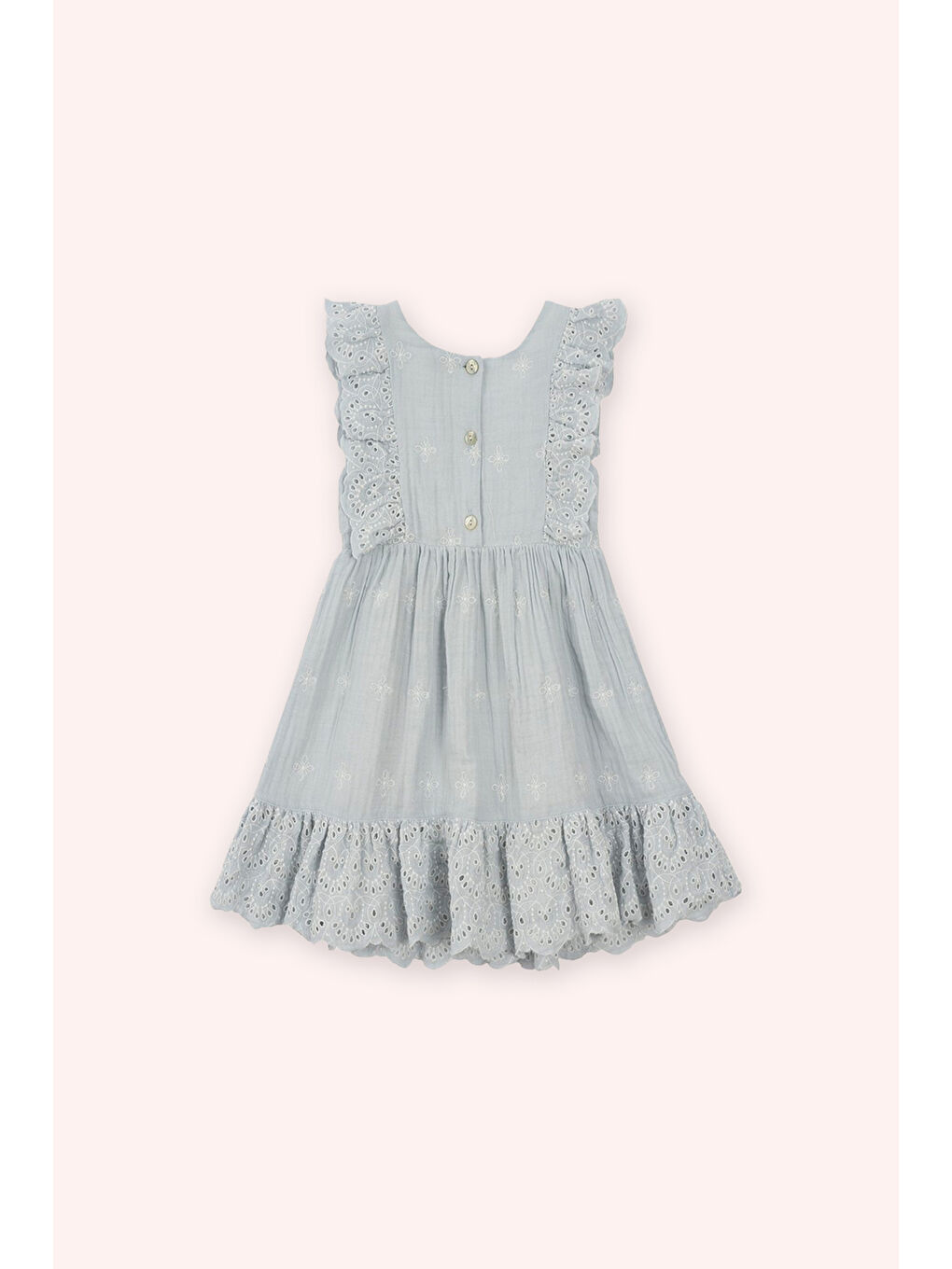 Mavi Kız Çocuk Baskılı Müslin Elbise Pembe-1