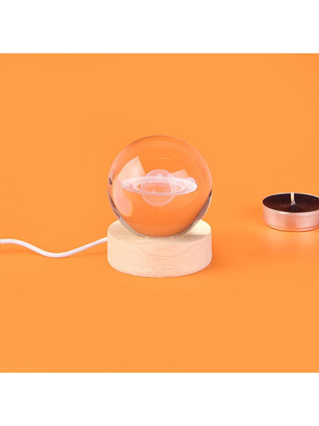 Renksiz Deco Satürn Ledli Küre - 6 cm-1