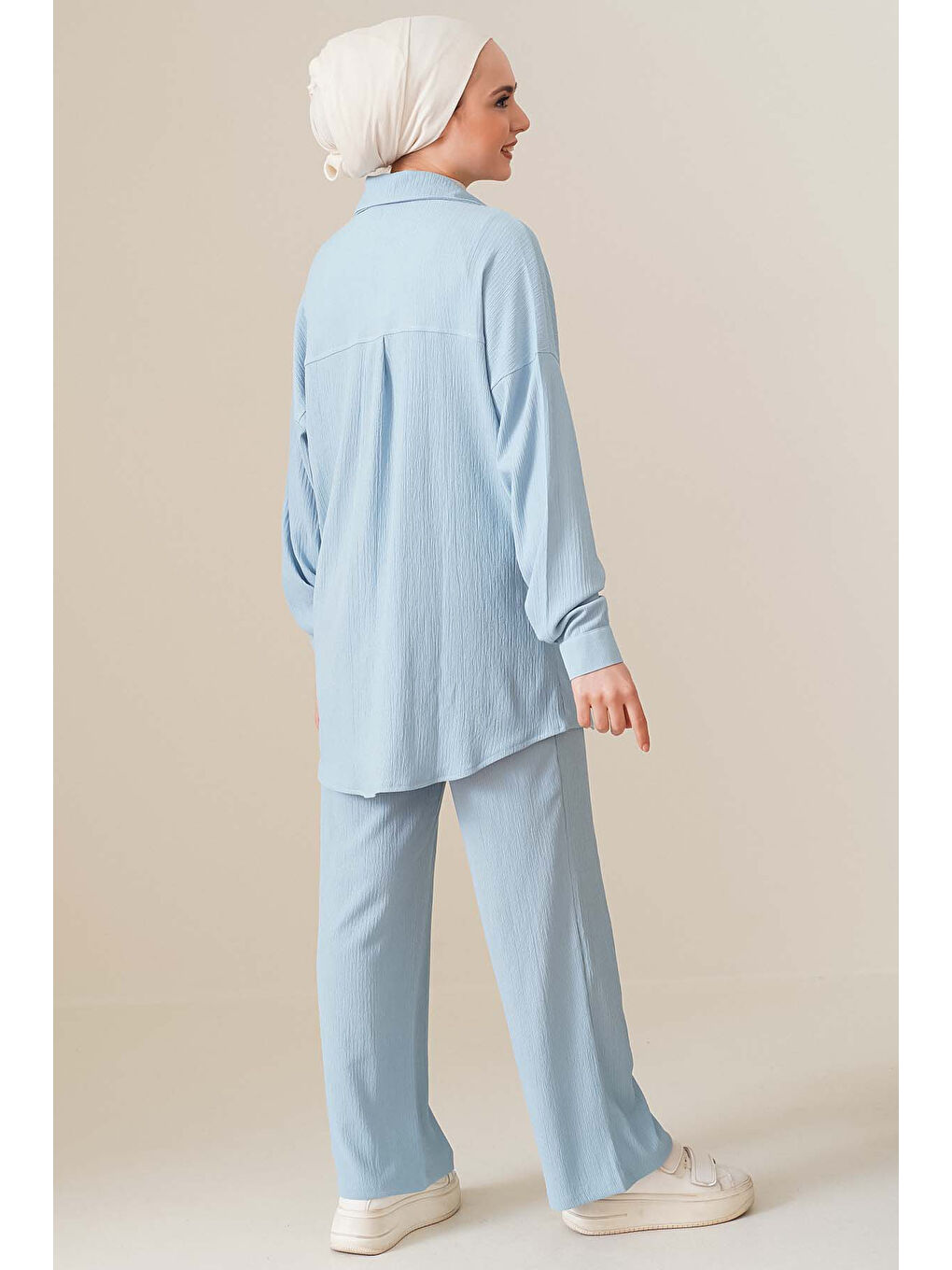 T5858 Örme Tesettür İkili Takım - Açık Mavi-6