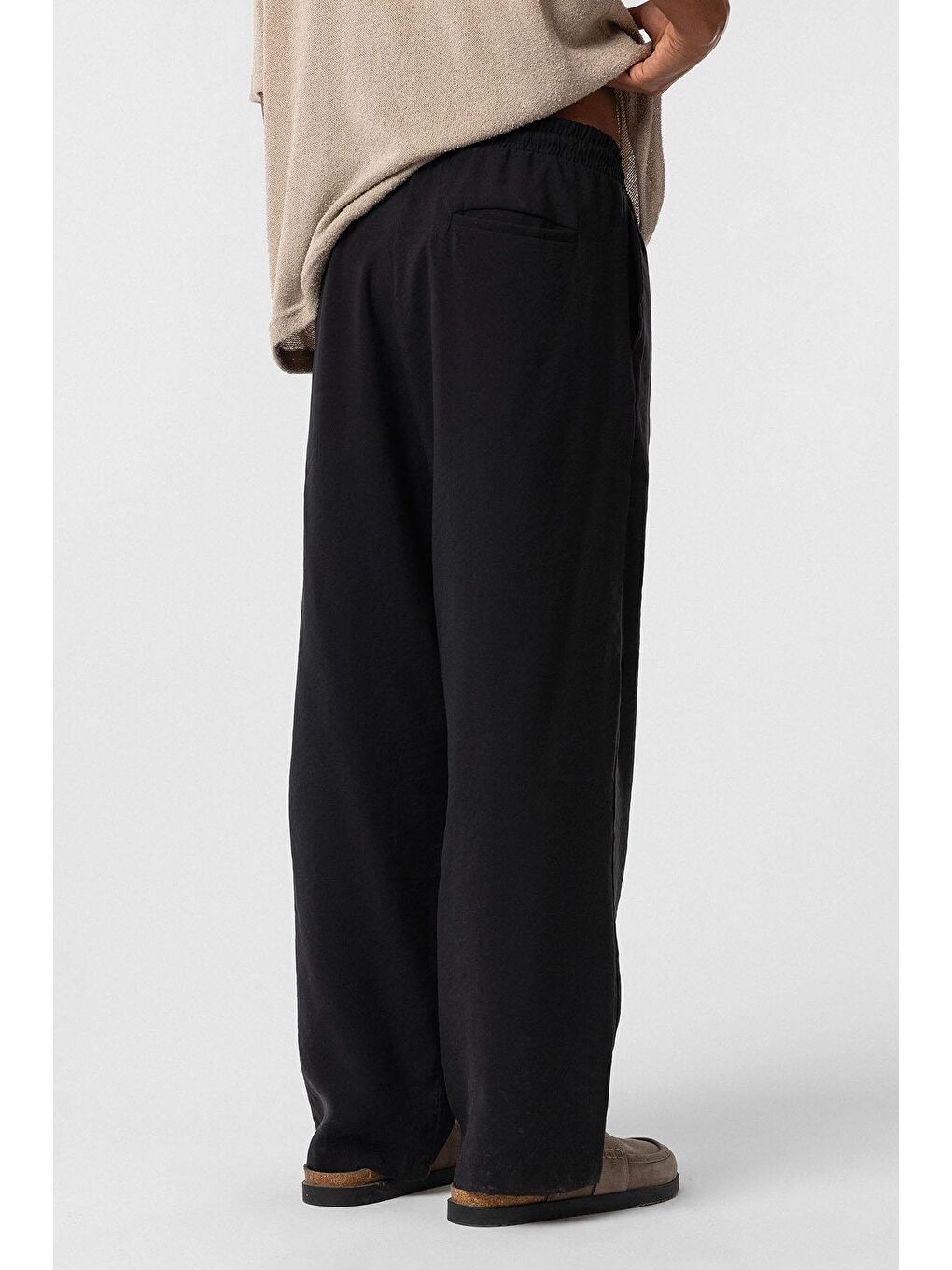 Baggy Fit Modal Kumaş Erkek Pantolon Siyah-4