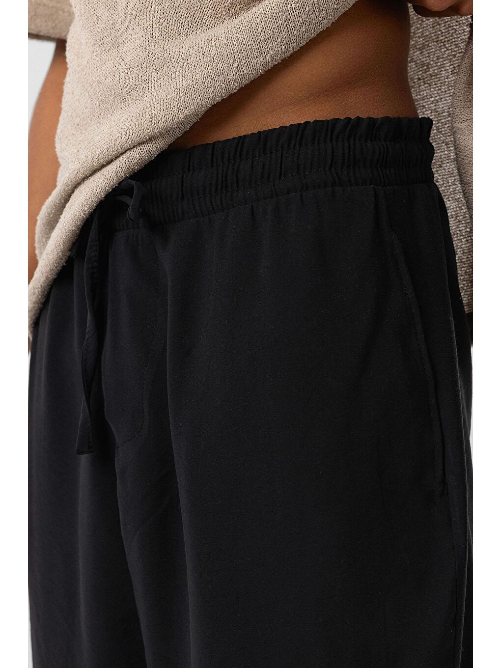 Baggy Fit Modal Kumaş Erkek Pantolon Siyah-5