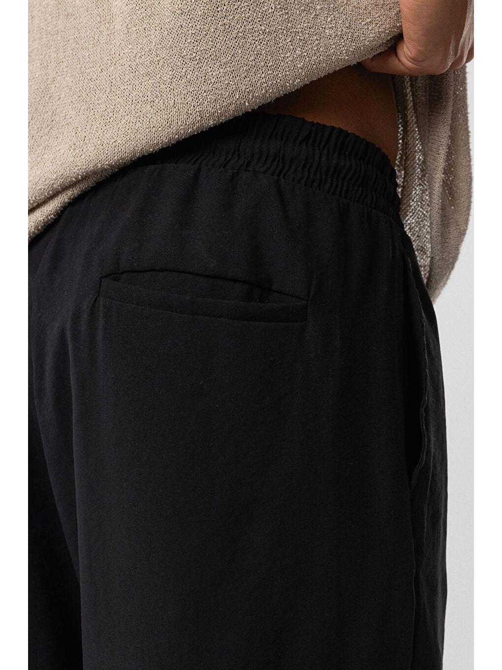 Baggy Fit Modal Kumaş Erkek Pantolon Siyah-6