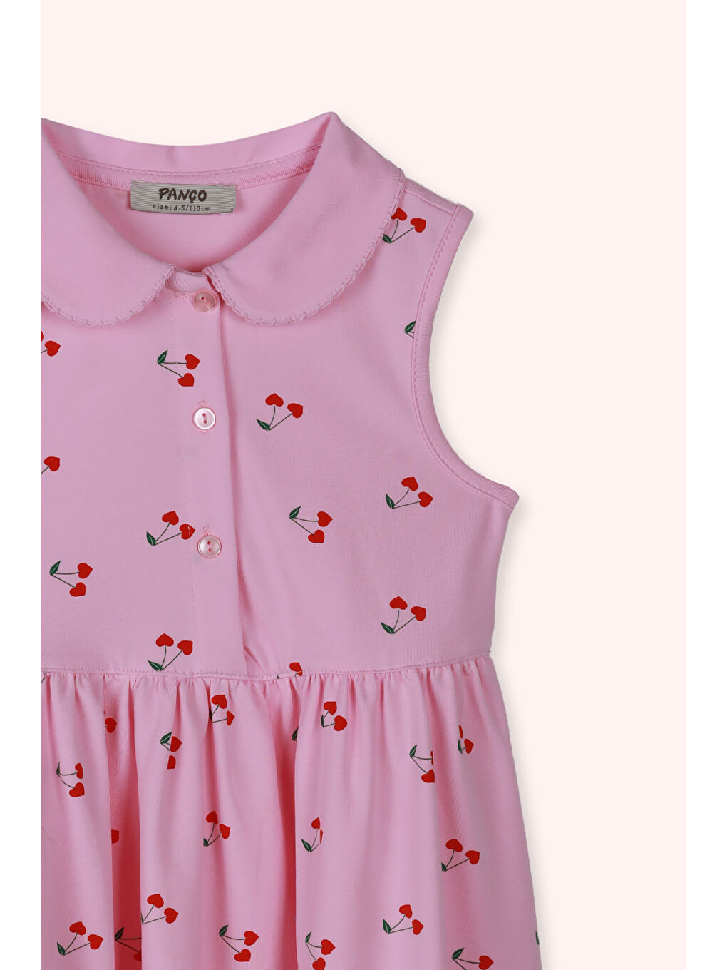 Kız Çocuk Kiraz Desenli Örme Elbise Pembe-1