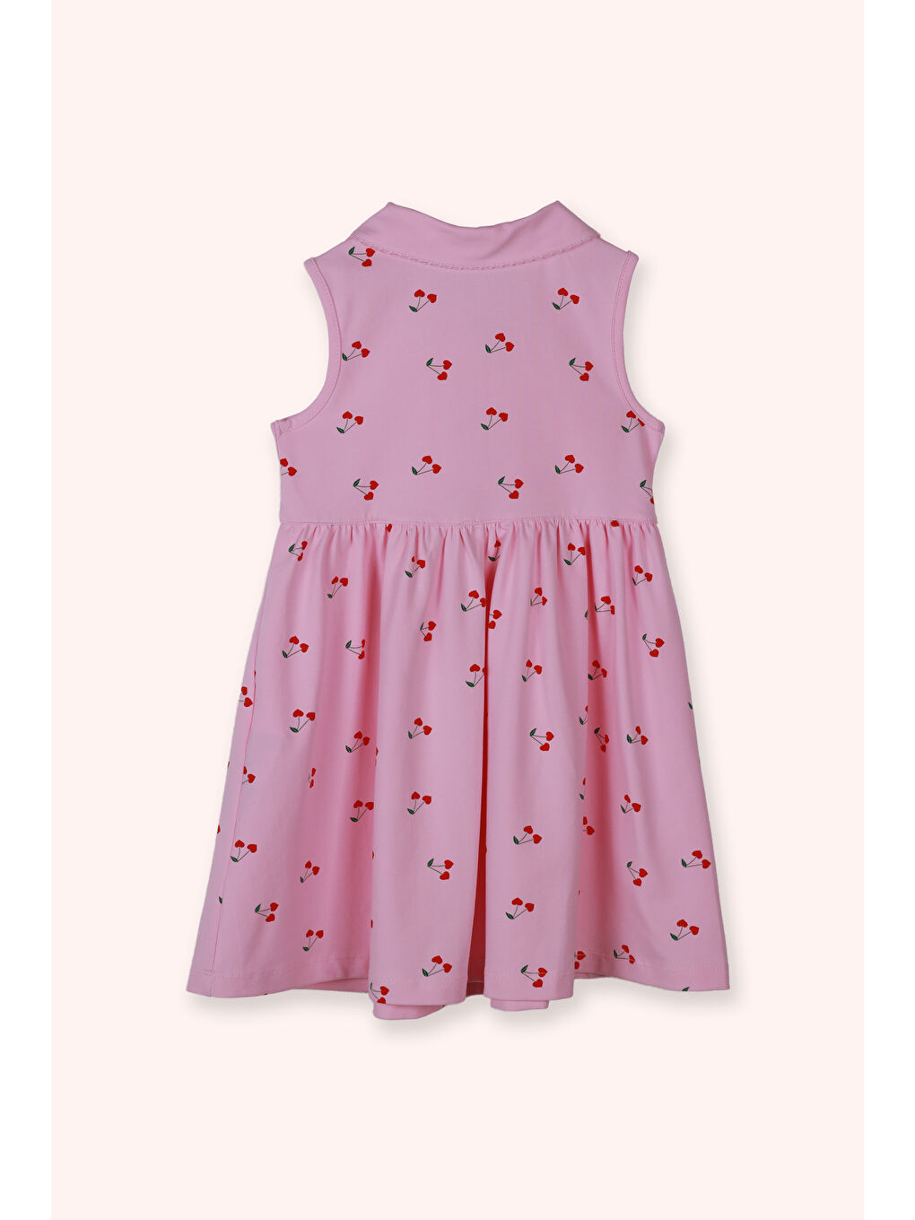 Kız Çocuk Kiraz Desenli Örme Elbise Pembe-2