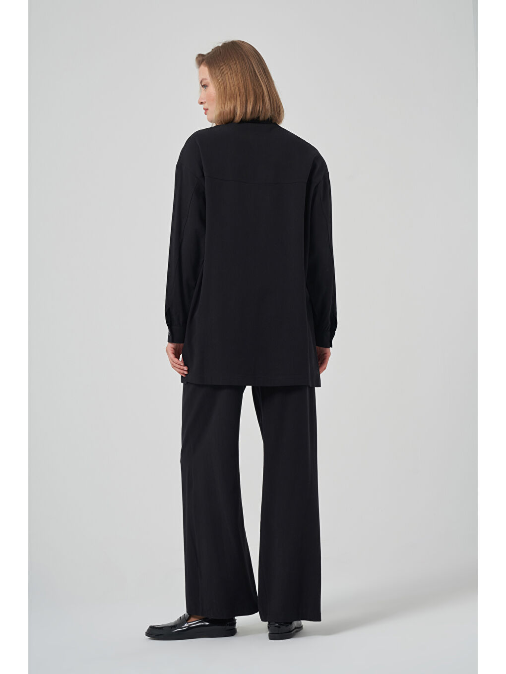 Pul Detay Gömlek Pantolon Takım 1031 Siyah-3