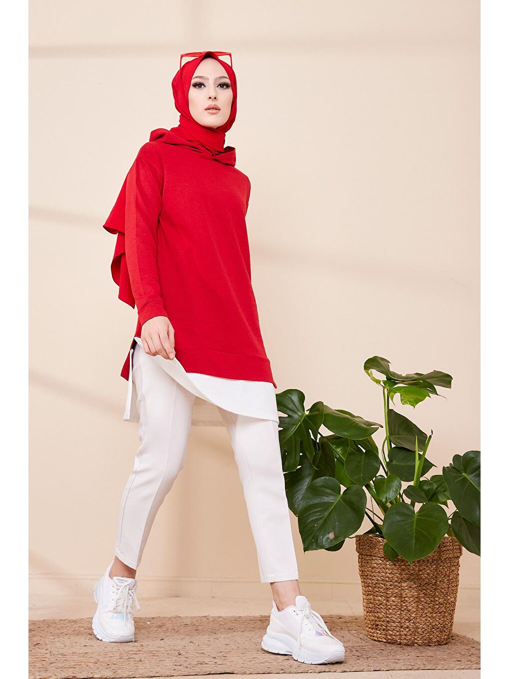 Orta Kadın Kırmızı Sweat - 3423-1