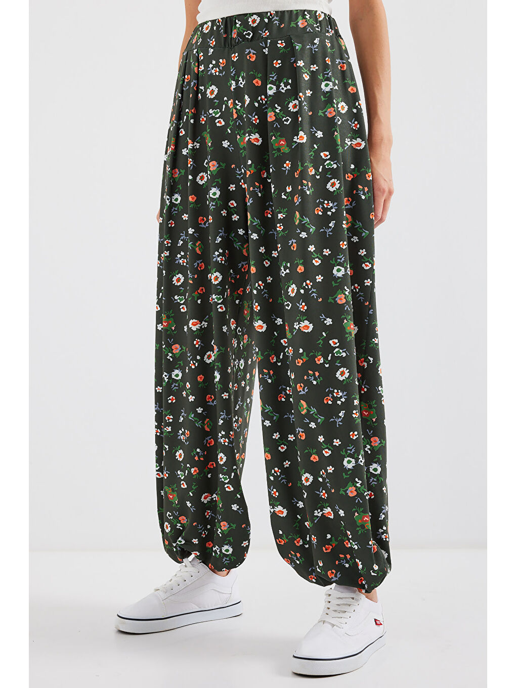 6665 Desenli Şalvar Pantolon - Haki-2