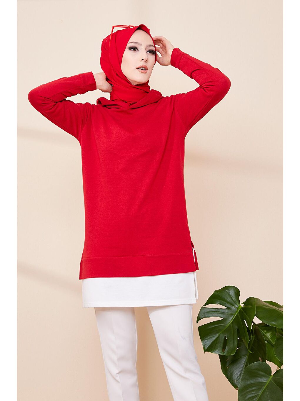 Orta Kadın Kırmızı Sweat - 3423-2