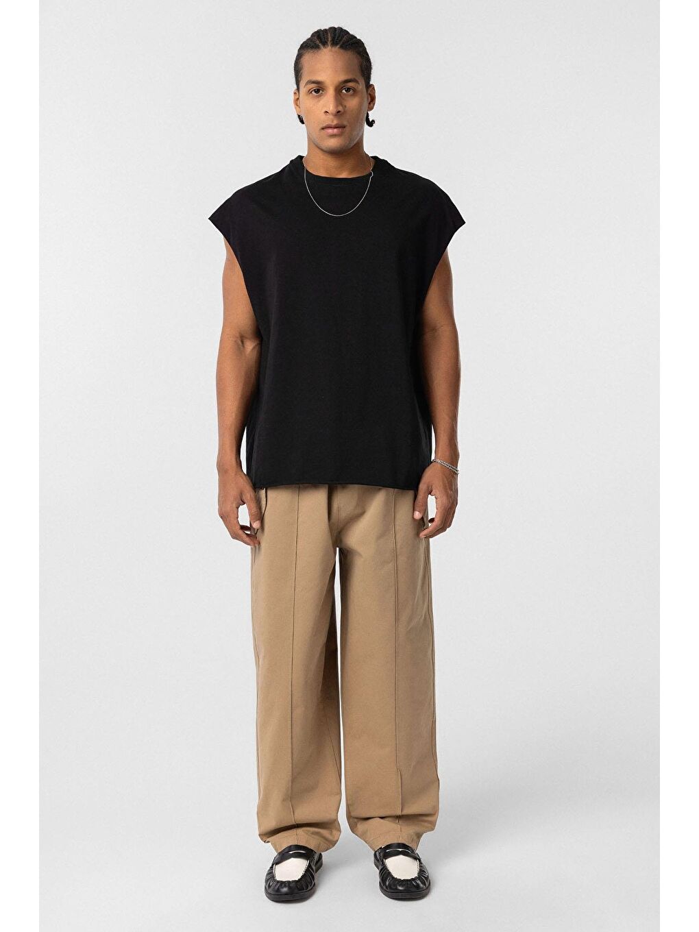 Kahverengi Bağcıklı Baggy Gabardin Erkek Pantolon Taba