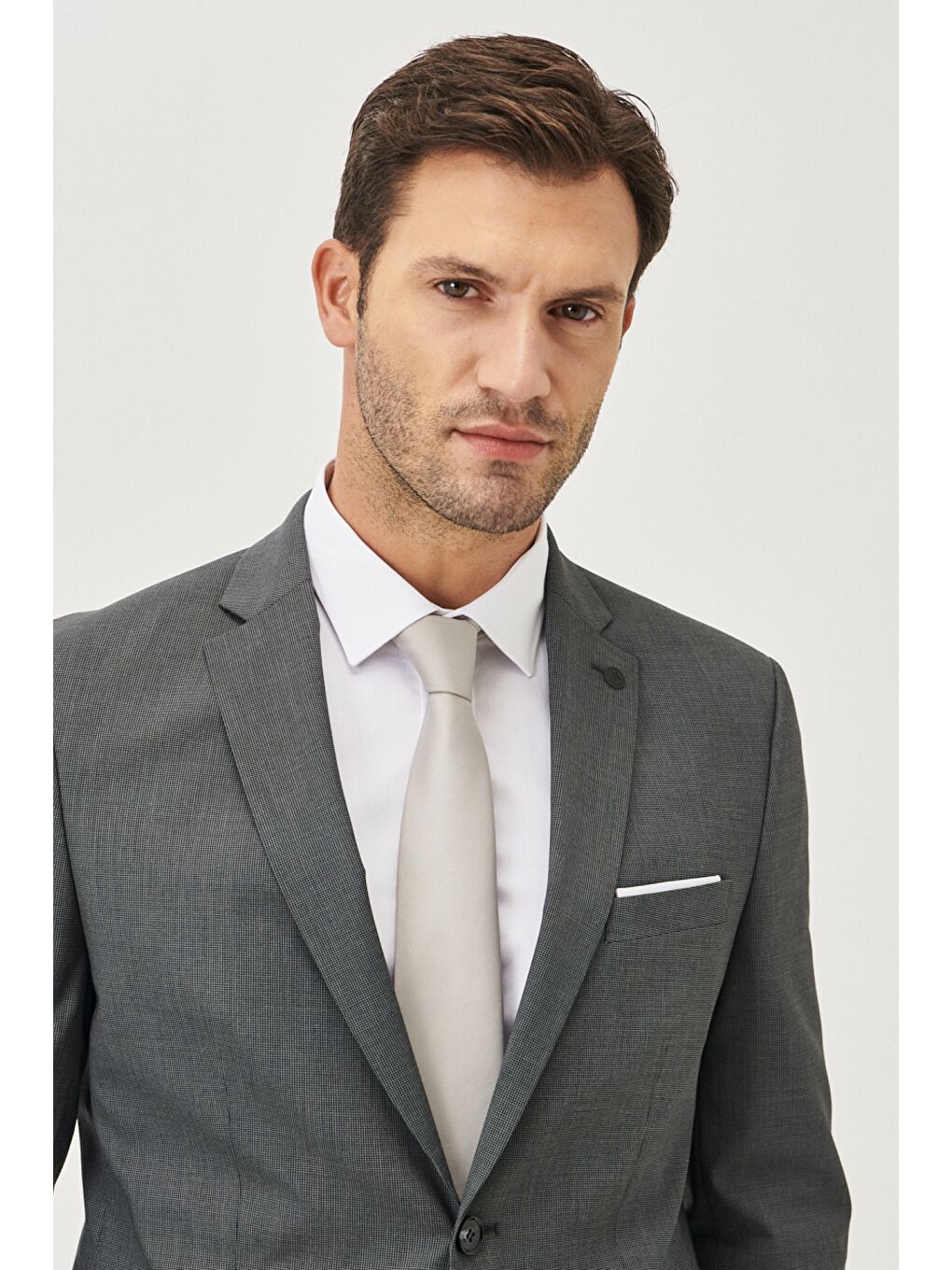 Erkek Siyah-Gri Slim Fit Desenli Takım Elbise