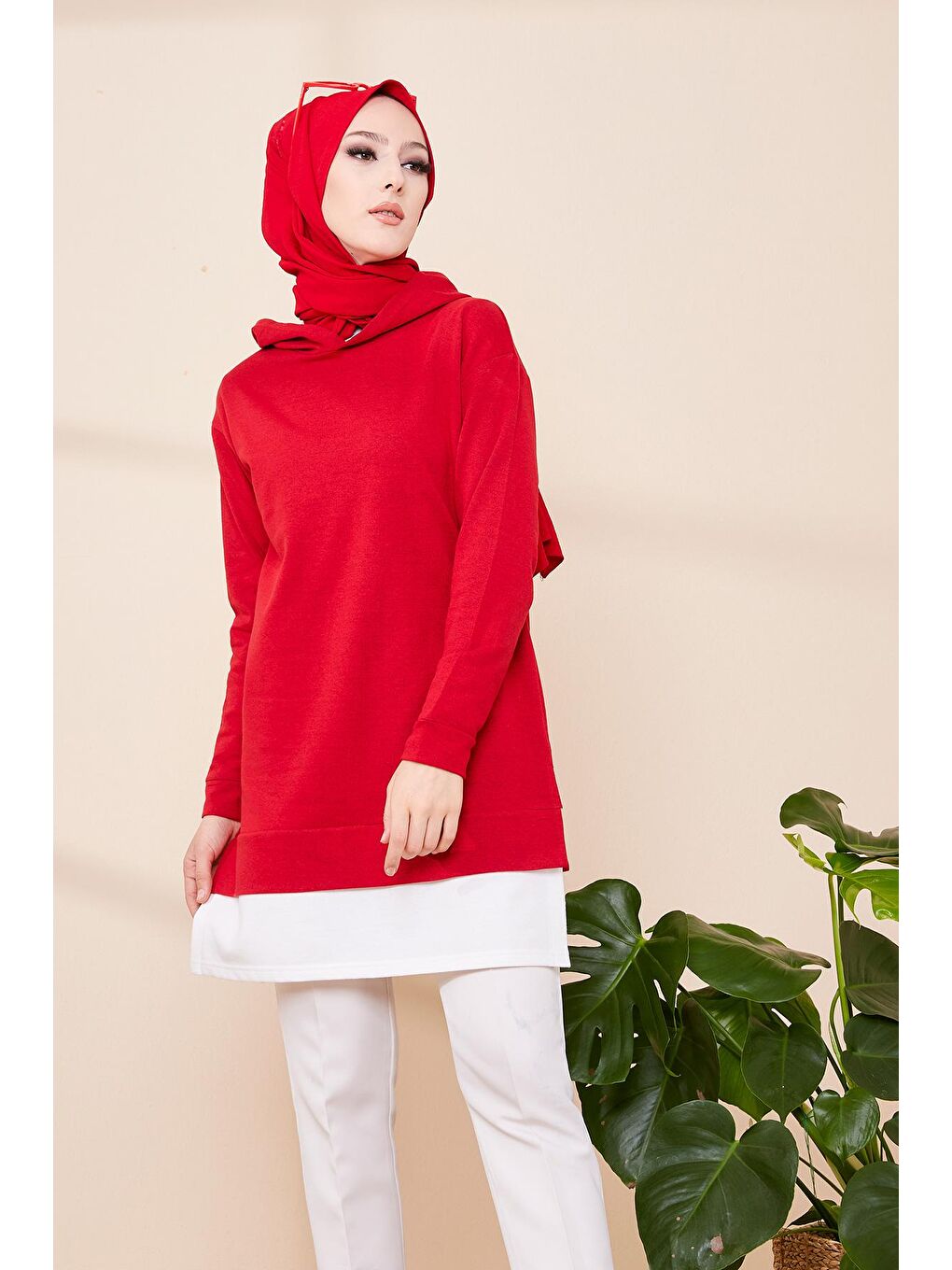 Orta Kadın Kırmızı Sweat - 3423-3