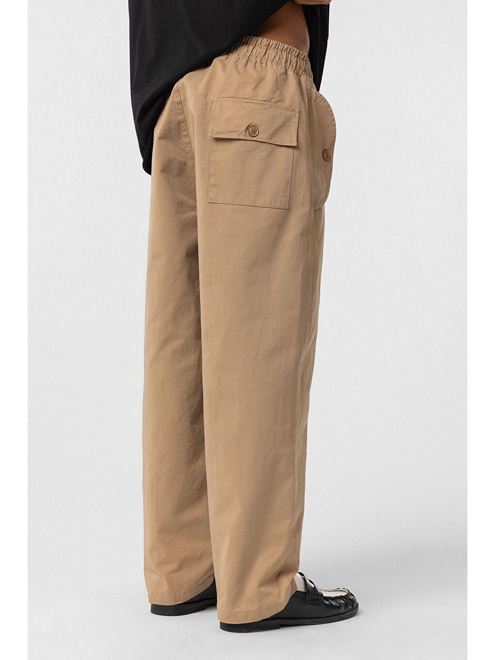 Kahverengi Bağcıklı Baggy Gabardin Erkek Pantolon Taba-4