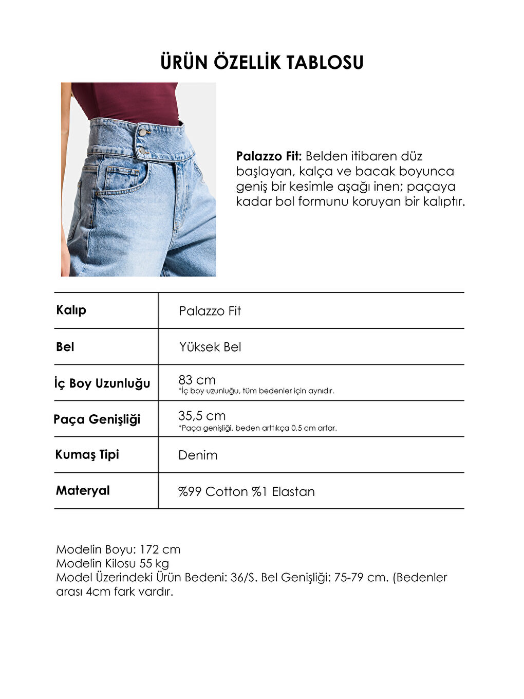 Mavi Kadın Ice 4s6-3 Süper Palazzo Kemer Detaylı Komfort Kumaş Denim Jean-2