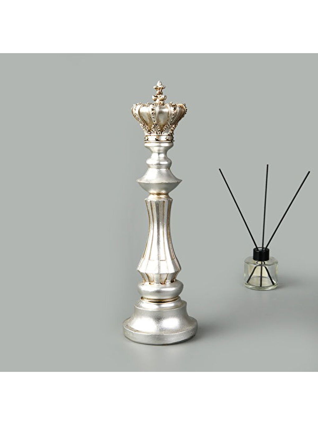 Gri Deco Şah Dekor - Gümüş - 40 cm-2