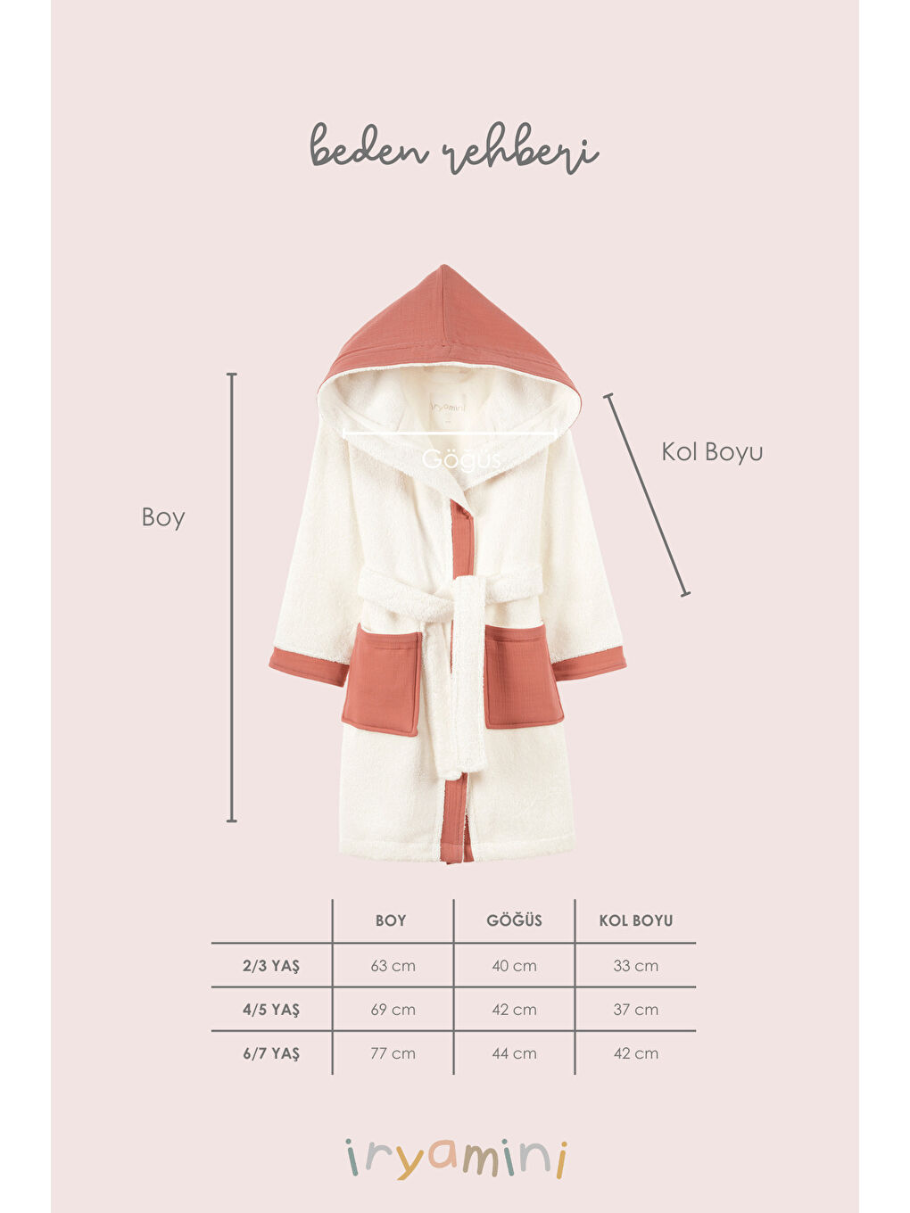 Kahverengi Joy of Colors Organik Pamuk Müslin Detaylı Çocuk Bornoz Kiremit-1