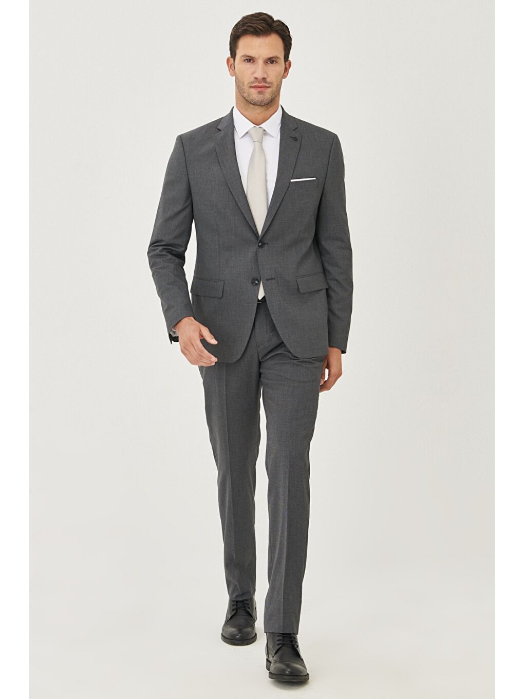 Erkek Siyah-Gri Slim Fit Desenli Takım Elbise-1