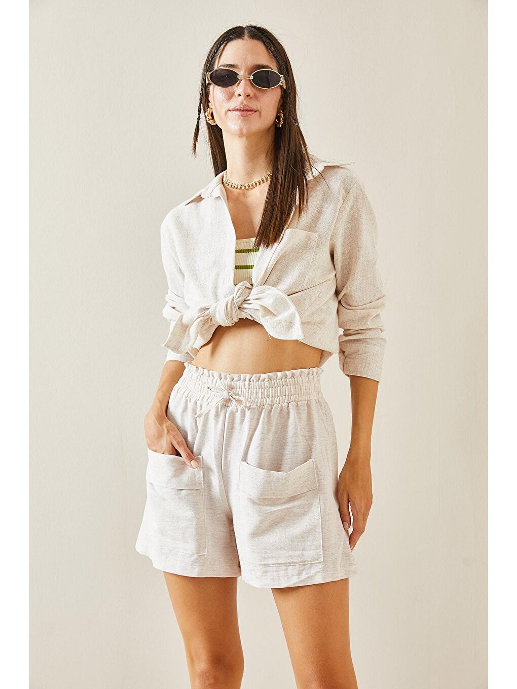 Bej Çift Cepli Şort 5YXK5-48832-25-1