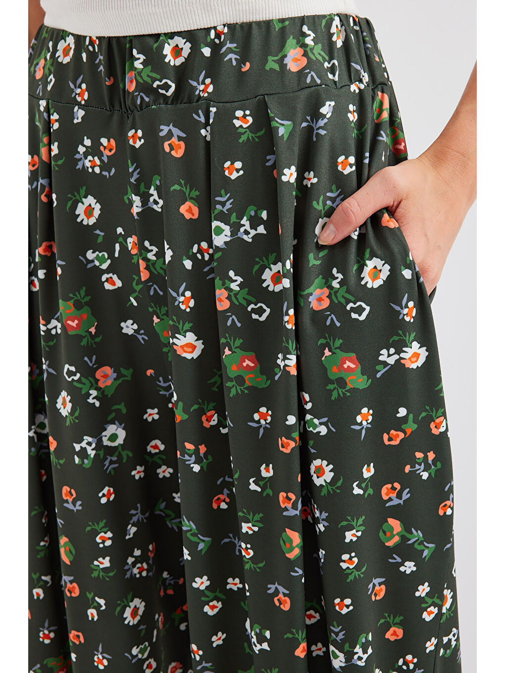 6665 Desenli Şalvar Pantolon - Haki-4