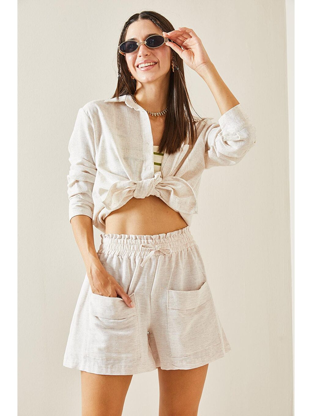 Bej Çift Cepli Şort 5YXK5-48832-25-2