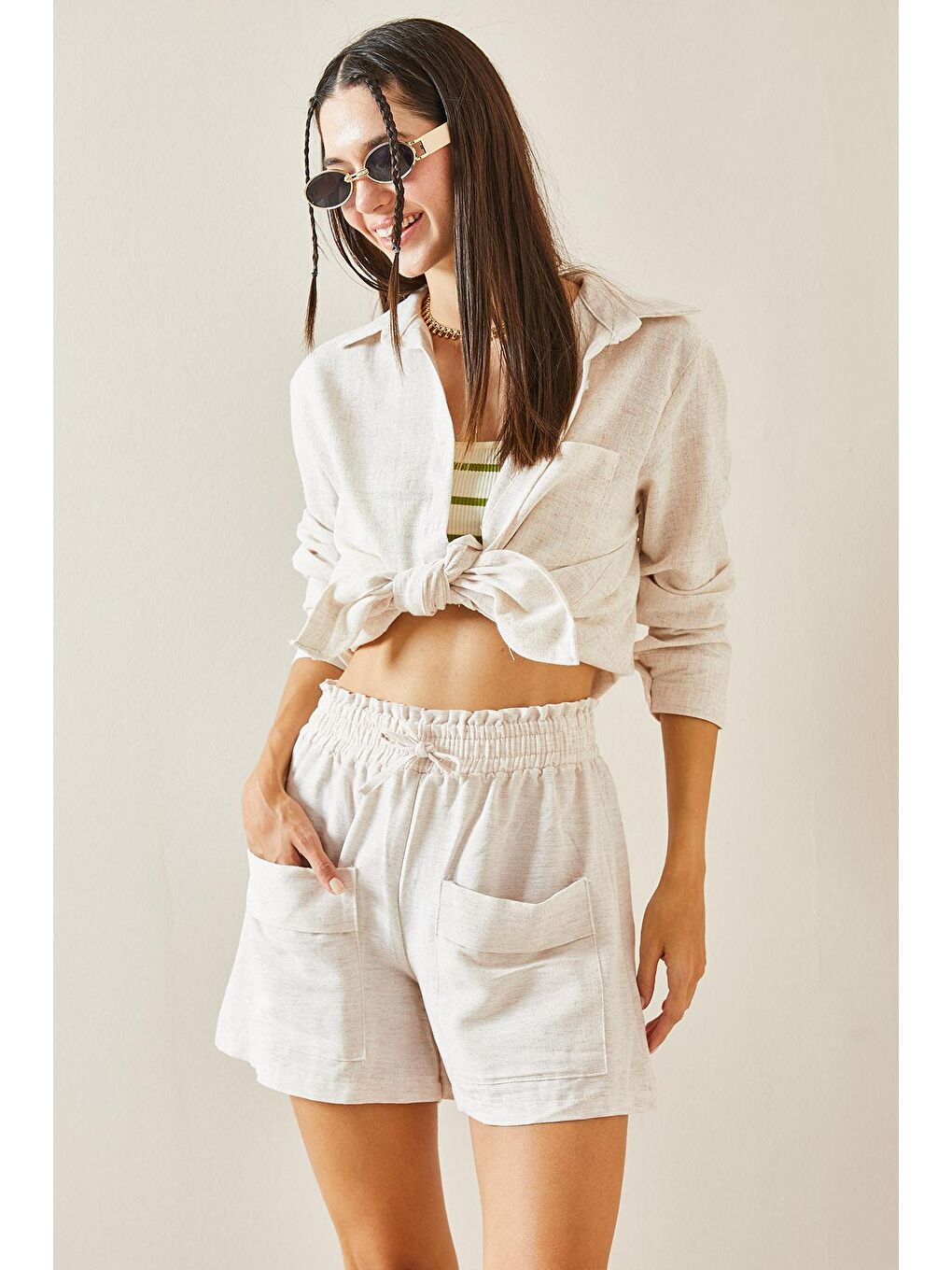 Bej Çift Cepli Şort 5YXK5-48832-25-3