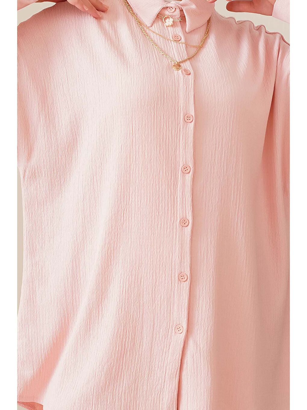 Pembe T5858 Örme Tesettür İkili Takım - Pudra-5