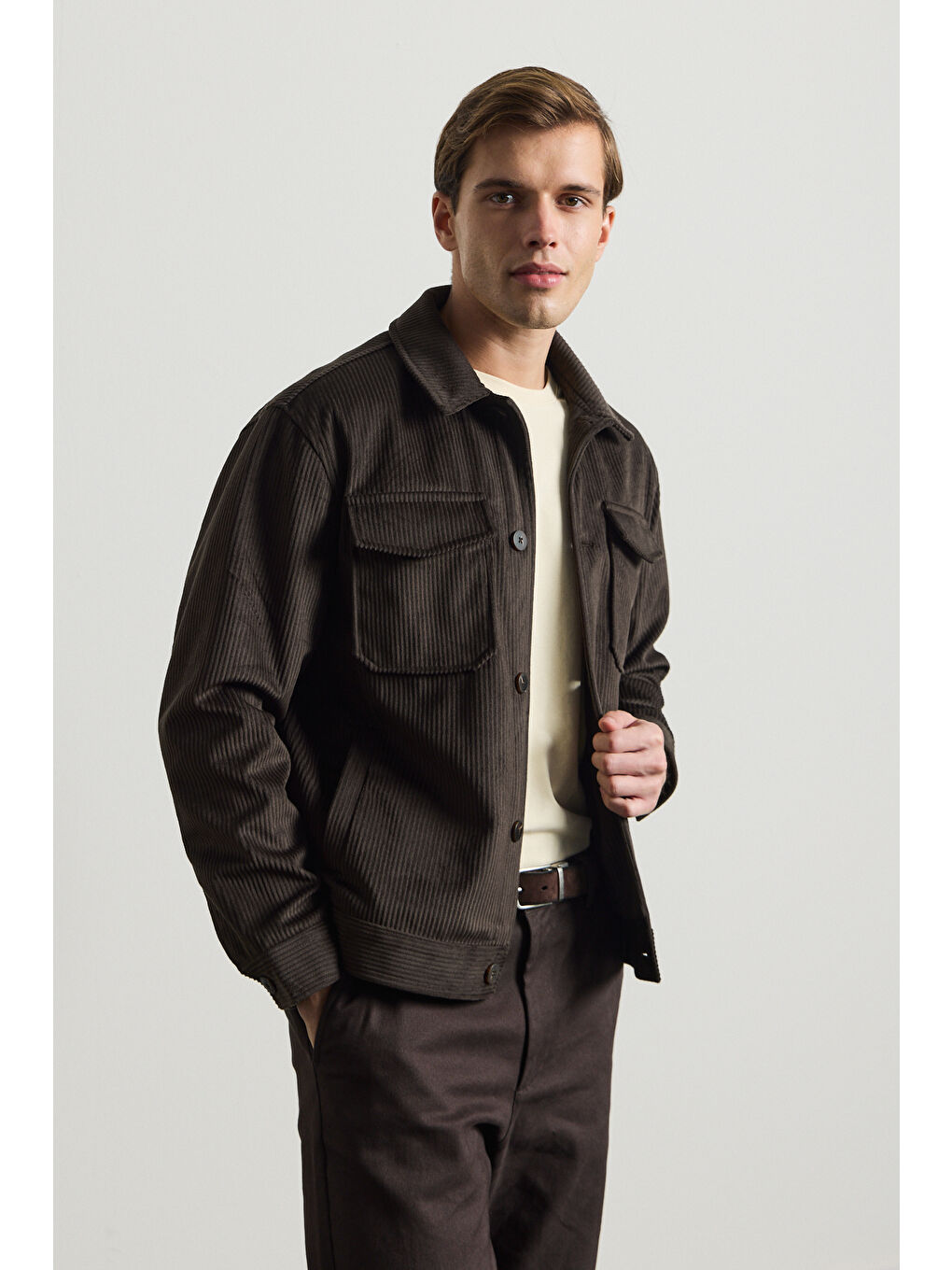 Erkek Premimum Kadife Ceket Kahverengi 4229DNGR-1