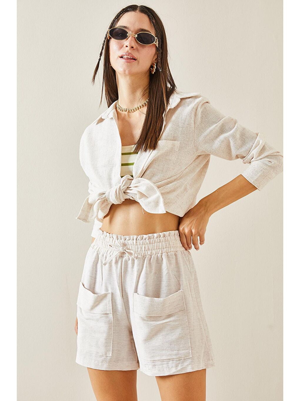 Bej Çift Cepli Şort 5YXK5-48832-25-4