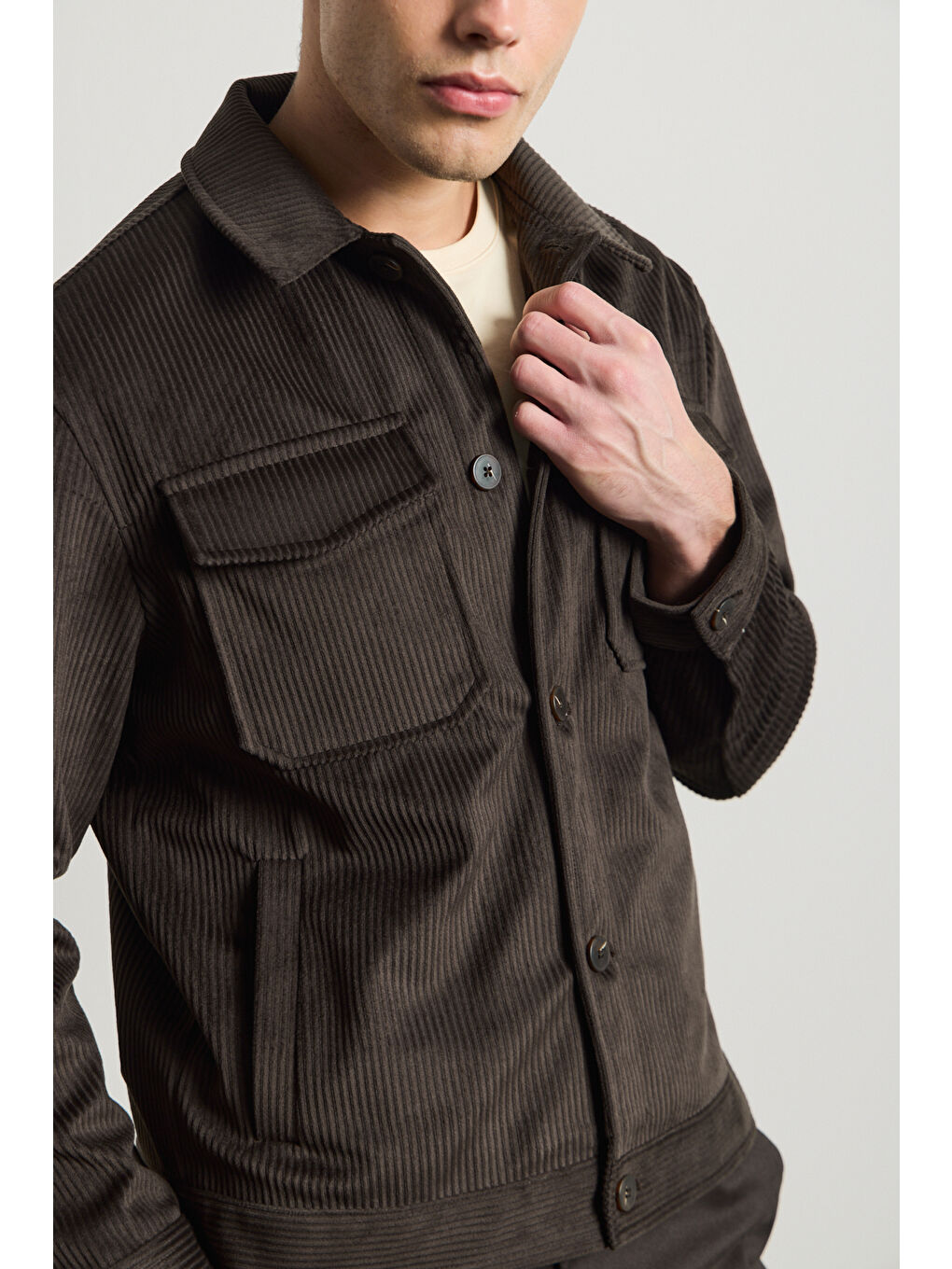 Erkek Premimum Kadife Ceket Kahverengi 4229DNGR-4