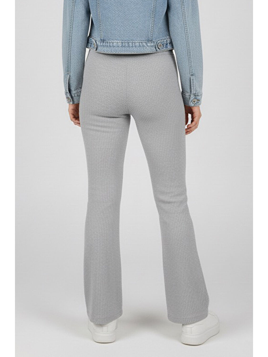 İspanyol Paça Yüksek Bel Raporlu Tayt Gri - 27980-GRI-3