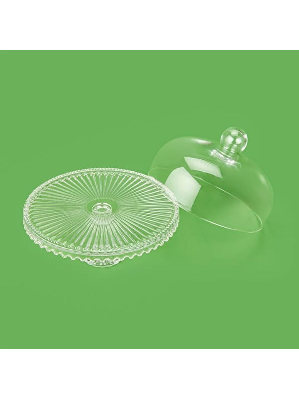 Renksiz Damla Yuvarlak Balon Kapaklı Ayaklı Sunumluk - Şeffaf - 28x27,5 cm-2