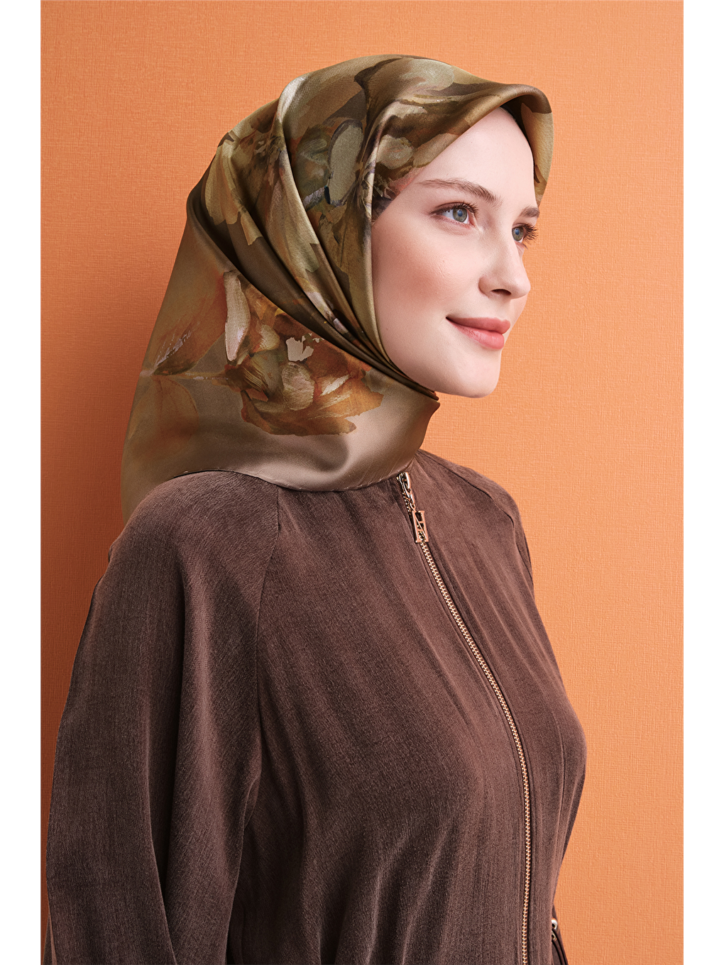 Yeşil Saf İpek Twill Eşarp 9611d 02-1