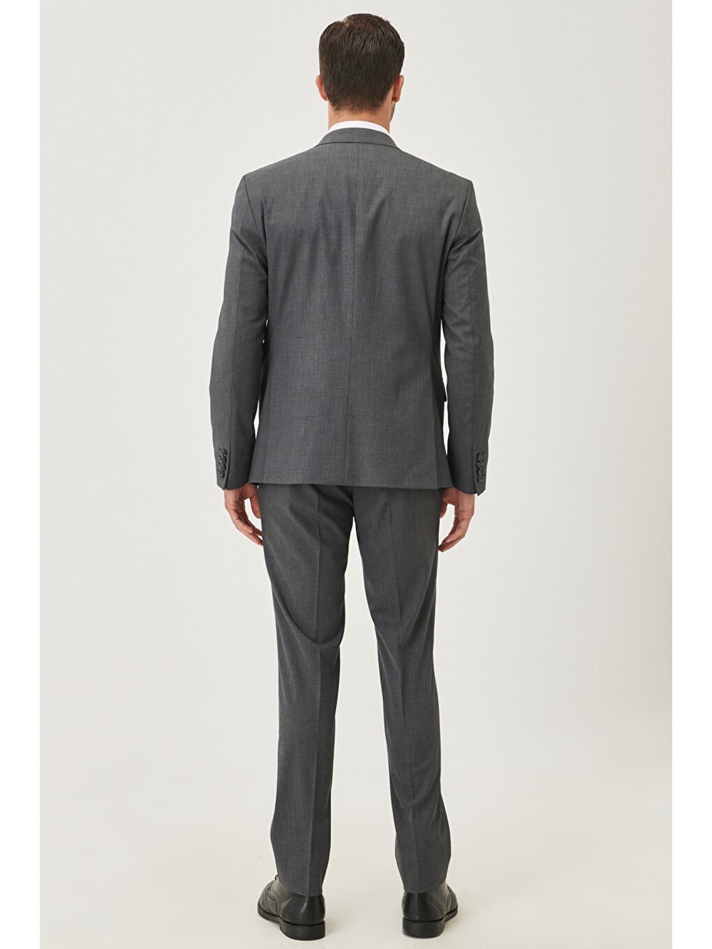 Erkek Siyah-Gri Slim Fit Desenli Takım Elbise-4