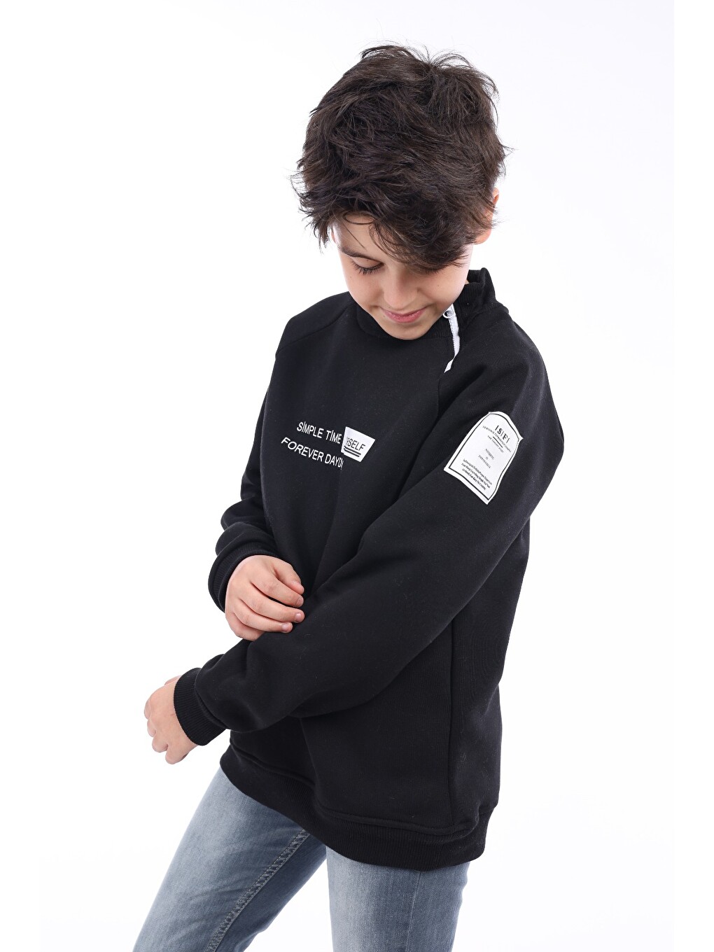 Siyah Erkek Çocuk Baskılı Sweatshirt