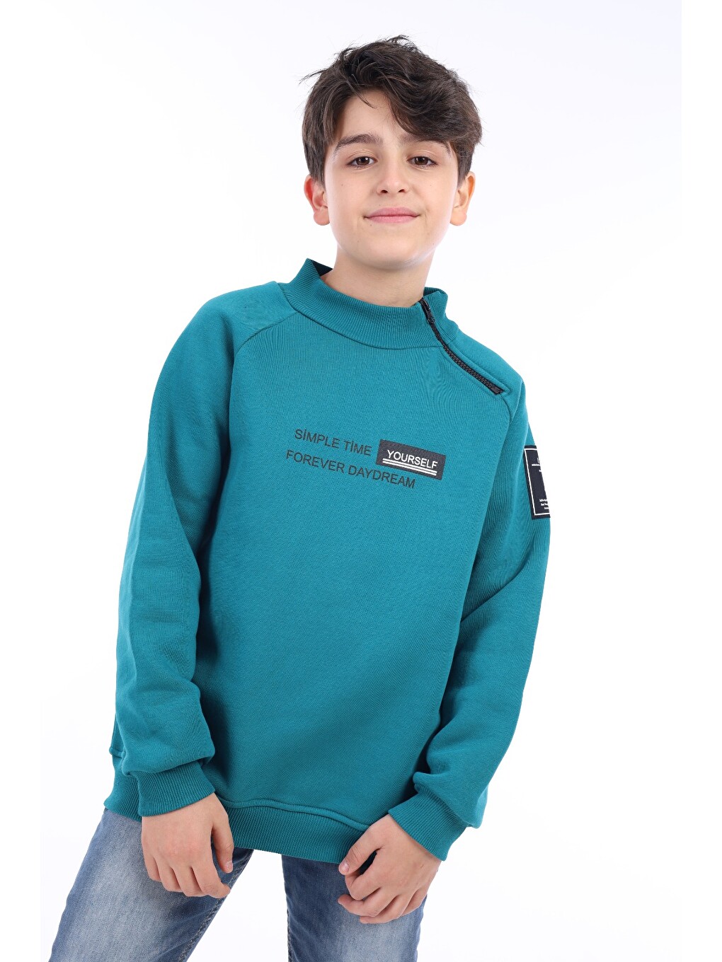 Petrol Erkek Çocuk Baskılı Sweatshirt