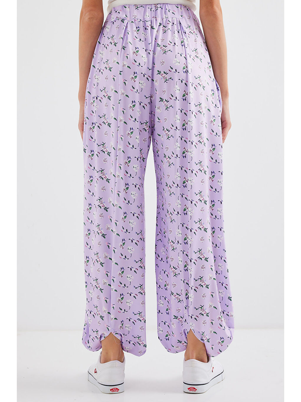 6665 Desenli Şalvar Pantolon - Lila-5