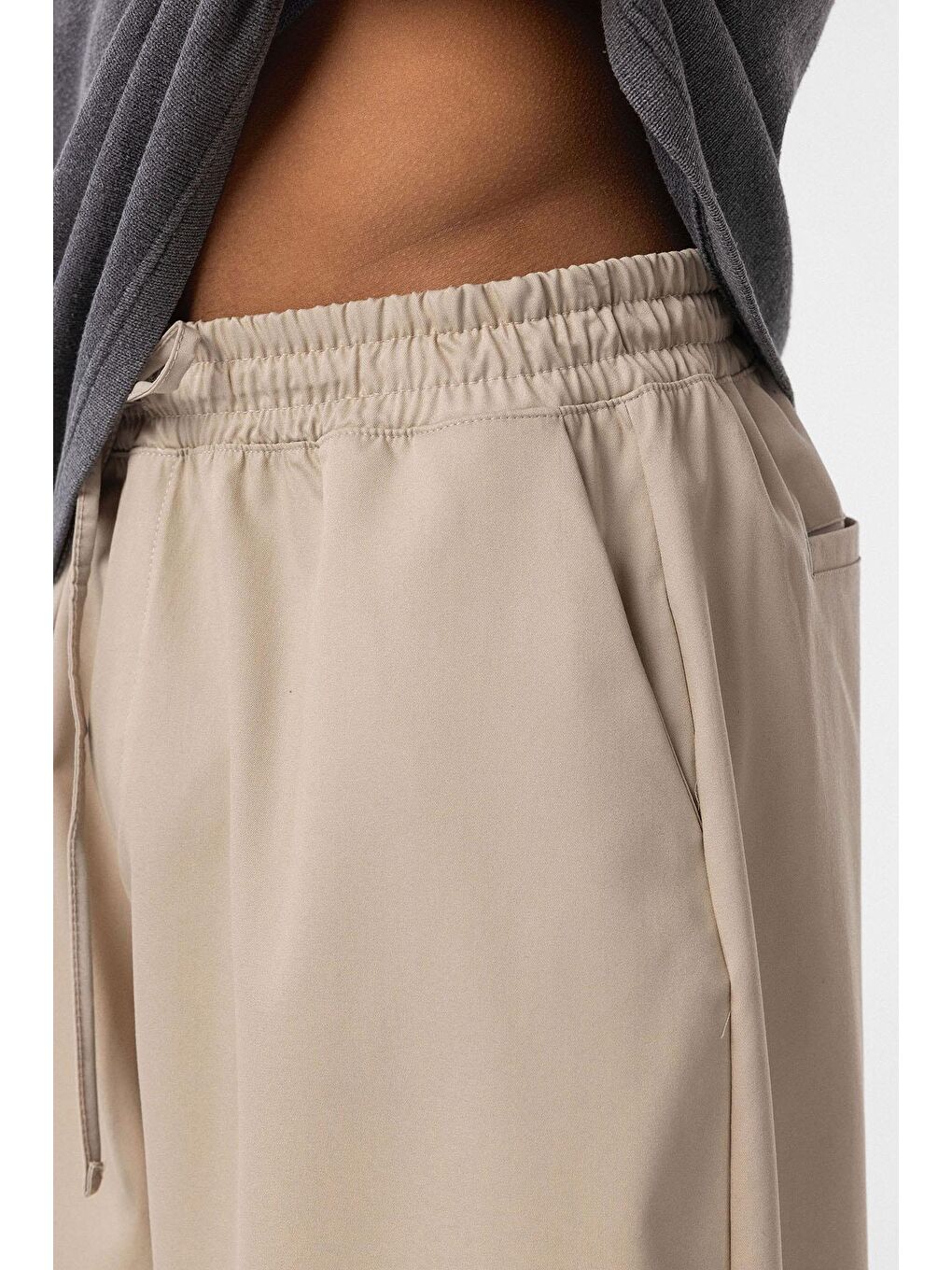 Bej Bel Lastikli Baggy Erkek Pantolon Taş-4