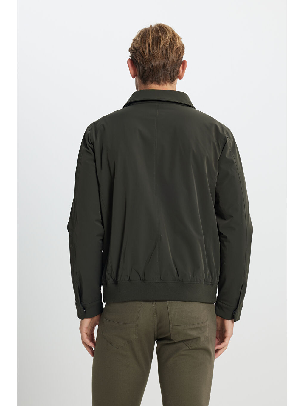 Erkek Haki Standart Fit Normal Kesim Gömlek Yaka Mont-6