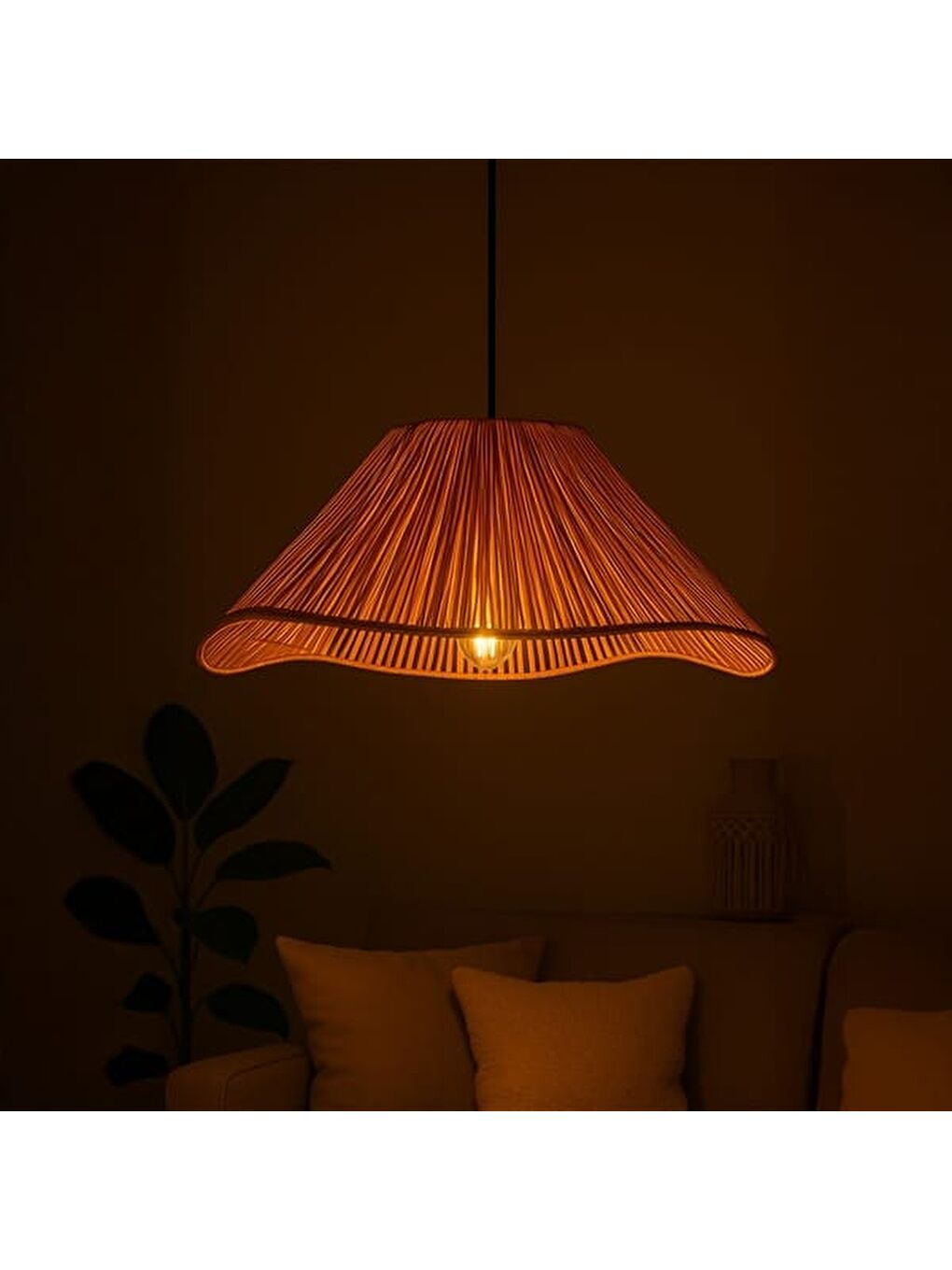 Ekru Rayen Handmade Tekli Sarkıt Avize - Krem-3