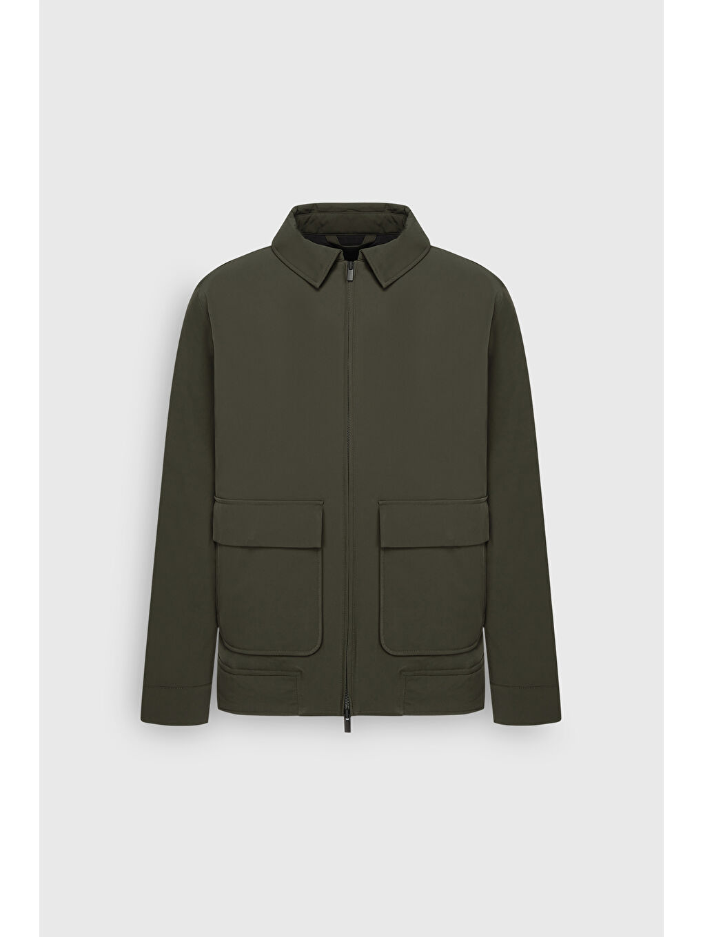 Erkek Haki Standart Fit Normal Kesim Gömlek Yaka Mont-7