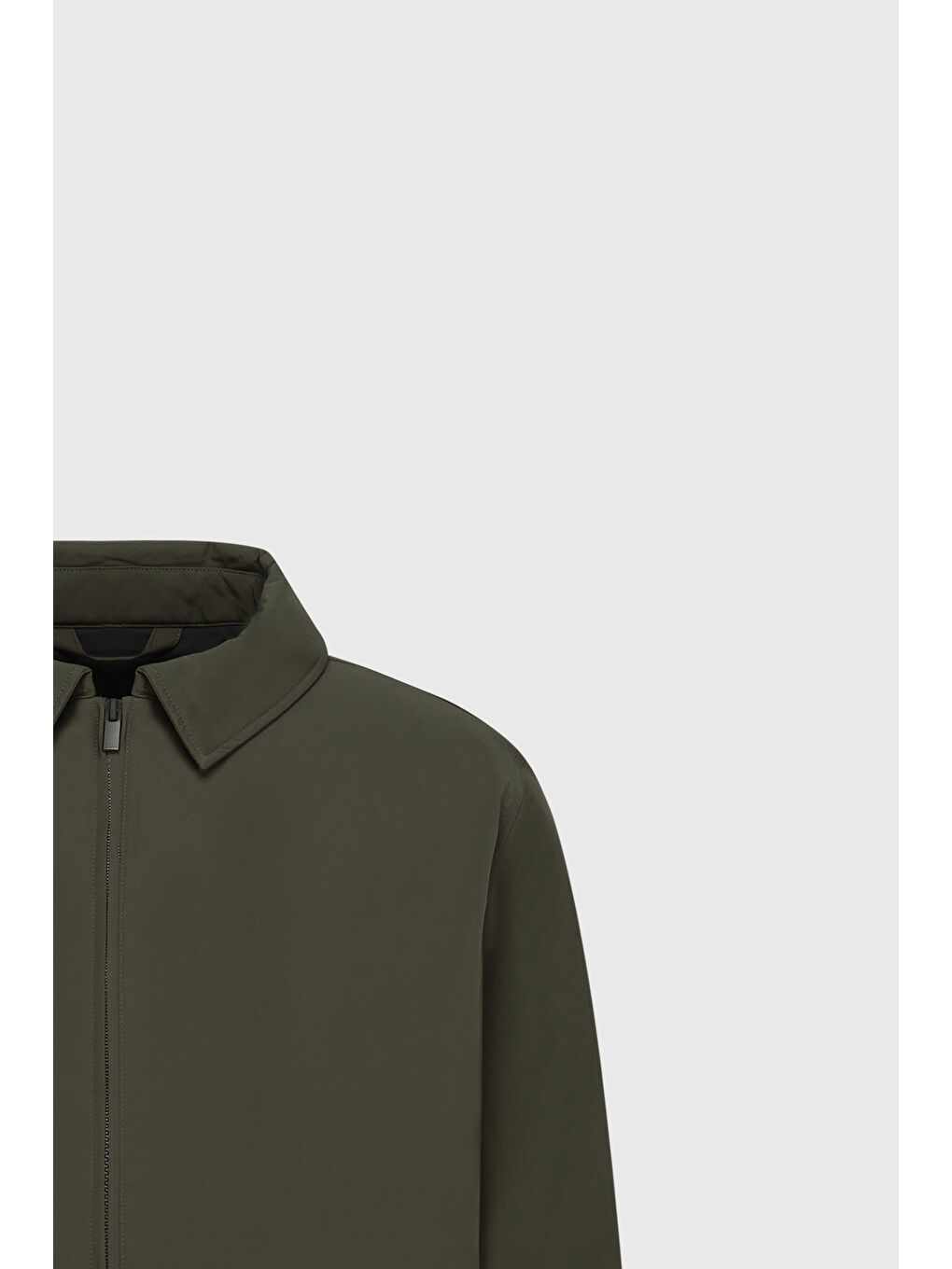 Erkek Haki Standart Fit Normal Kesim Gömlek Yaka Mont-8