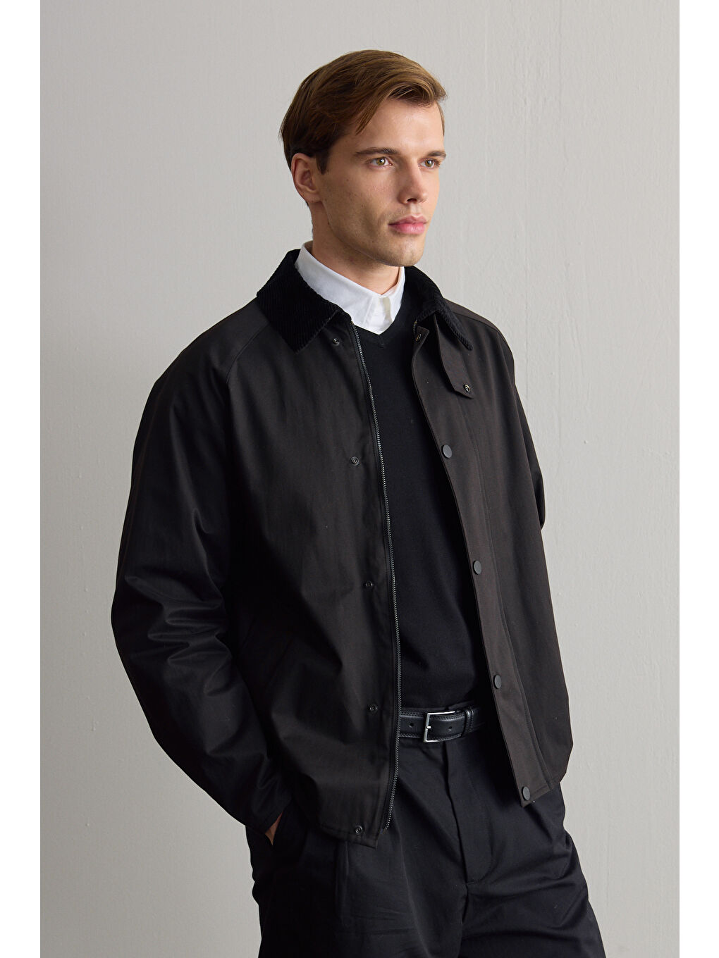 Erkek Premium Kadife Yaka Ceket Siyah 4231DNGR-1