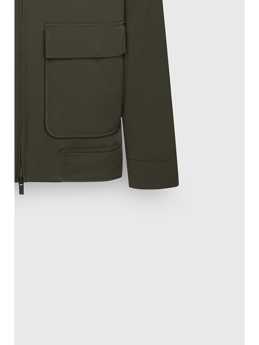 Erkek Haki Standart Fit Normal Kesim Gömlek Yaka Mont-9